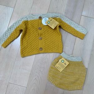 Bayiri soft organic cotton knit cardigan bloomers set 6m